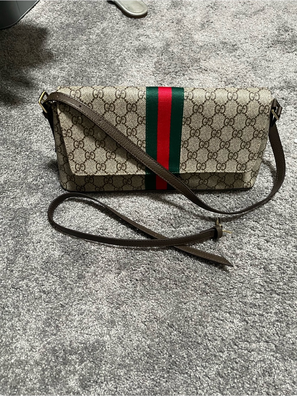 Madison bag Beige Monogram Shoulder Bag with Green and Red Stripe - Picture 6 of 8